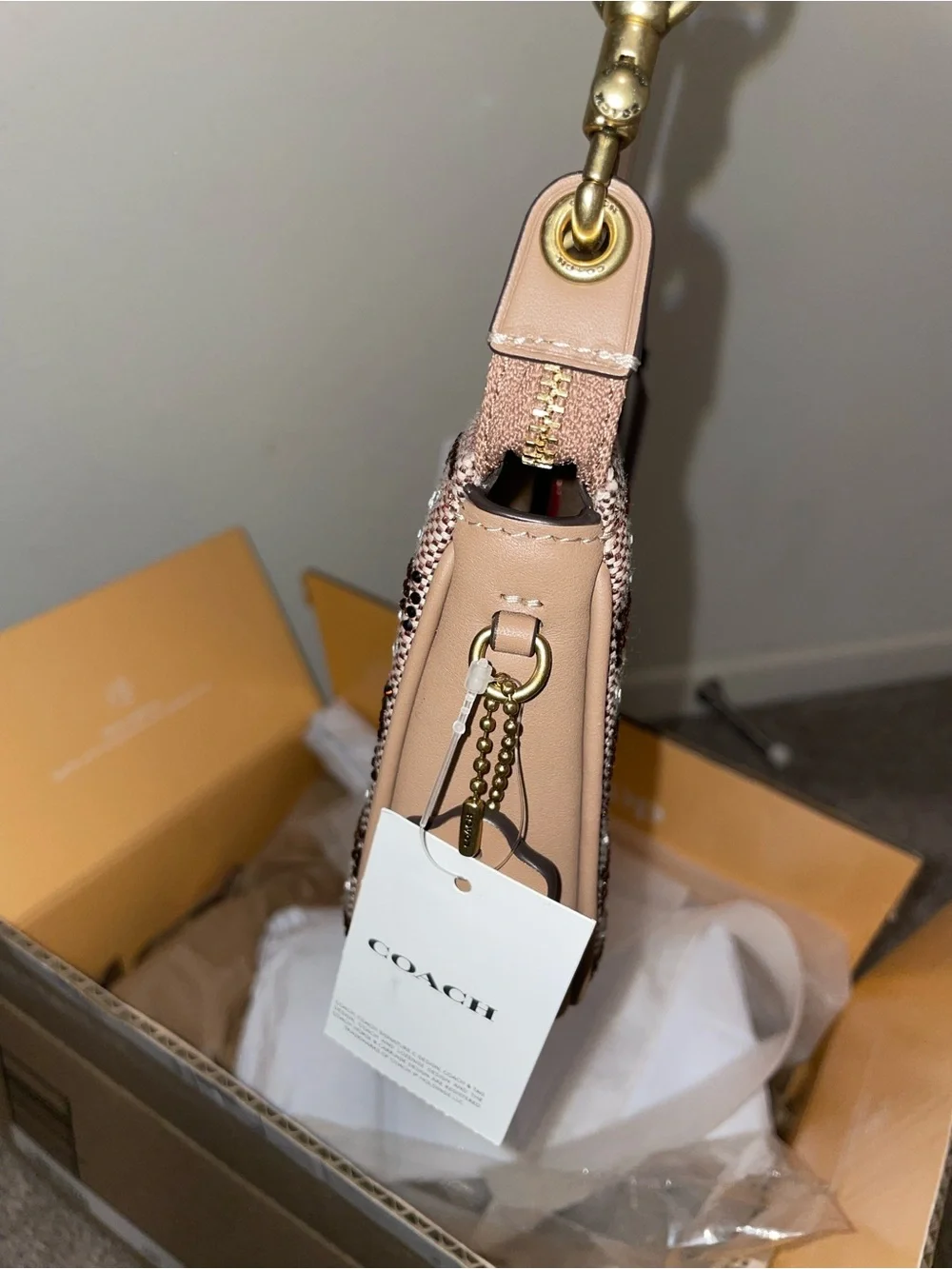 Crystal Signature Jacquard Plaza Shoulder Bag